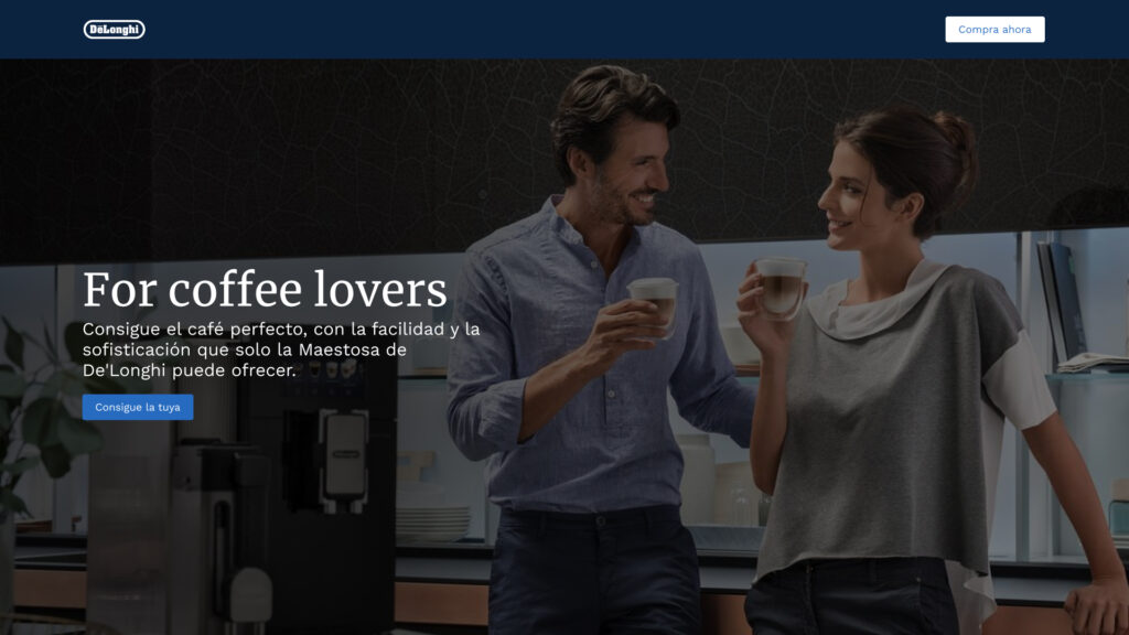 Sección inicial con un título, texto y un botón