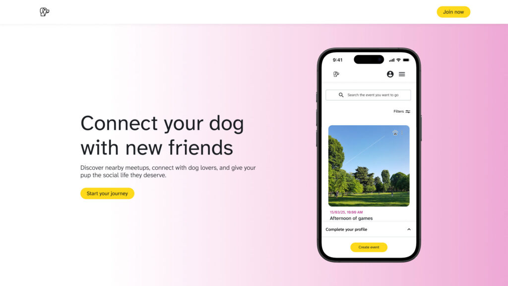 Sección hero de la landing de promoción de la web de PawPlay