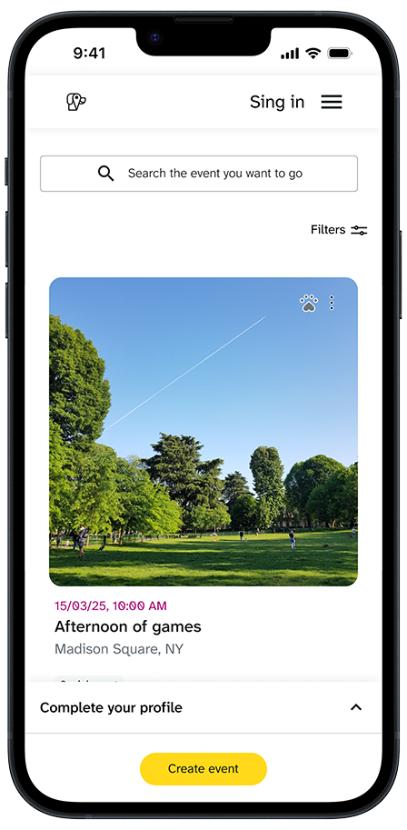 Mockup de móvil con la interfaz de la home