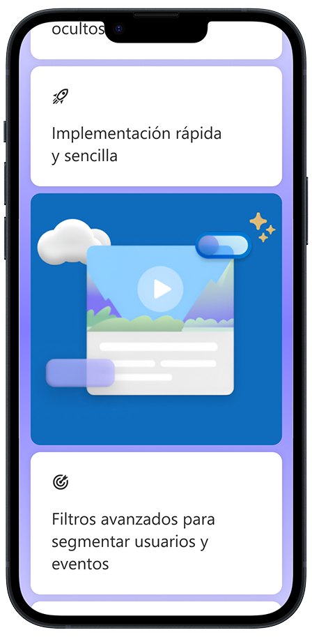Mockup mobile del rediseño de Clarity, sección bullet points