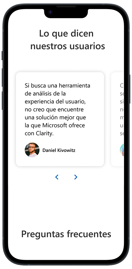 Mockup mobile del rediseño de Clarity, sección comentarios